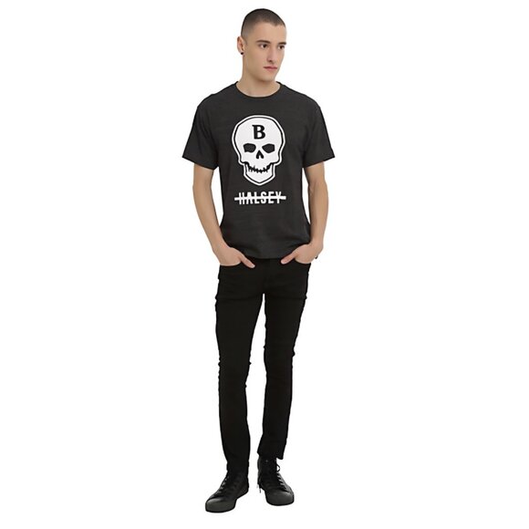 Live Nation ✦ Halsey Badlands Skull Logo T-Shirt ✦ Charcoal Heather Crew Neck - Picture 2 of 3